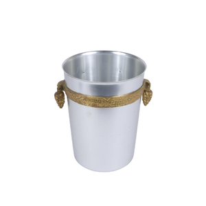 Enfriador de Vino redondo de acero Cubo de hielo redondo Estilo moderno Barware y enfriador de vino Bebida Diseño único de latón hecho a mano - Product Image 4