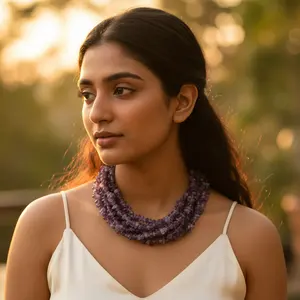 Collar de Cuentas de Amatista de Cuarzo Vintage Estilo Bohemio para Mujer - Product Image 2