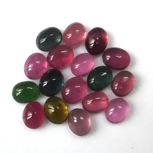 พลอยทัวร์มาลีนธรรมชาติหลายชั้น8มม. 10มม. อัญมณีทรงวงรีเรียบทรงหลวมได้รับการรับรองการทำเครื่องประดับ - Product Image 1