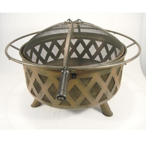 Antique Finished Metal <b>Fire</b> <b>Pit</b> With Spark Screen & Poker For Home Garden Indoor Outdoor Decorative Wood Burning <b>Fire</b> <b>Pit</b> - Product Image 1