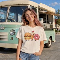 T-shirt tricoté respirant à imprimé alimentaire amusant personnalisé, tee-shirt graphique mignon en coton pour hommes et femmes, streetwear décontracté, nouveauté 2026, usine OEM ODM