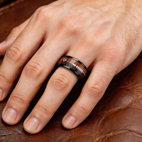 Bague d'éternité unisexe JLM professionnelle en acier inoxydable grain de bois argenté, bijou de mode pour mariage, cadeau