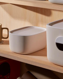 Modern Design PP <b>Plastic</b> <b>Storage</b> Container with Bamboo Lid Rectangle Shape for Kitchen Living Room Bathroom-Injection Technics - Product Image 4