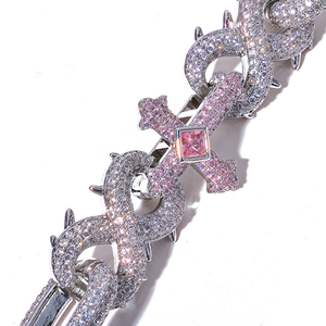 Collar de cadena con cruz de eslabones con incrustaciones de moissanita, estilo hip hop, joyería de lujo, moda urbana, para hombre y mujer, estilo rapero. - Product Image 5