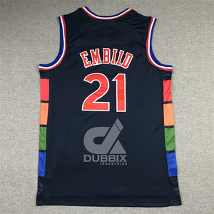 Maillot de basket rétro en maille en gros, personnalisable, pour homme, Harden 1, Iverson 3, Embiid 21, vêtements de sport respirants, logo XS - Product Image 4