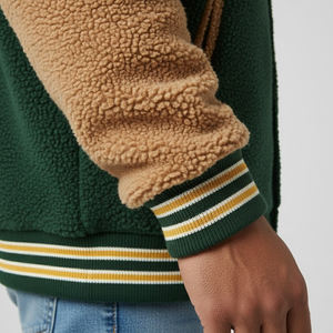 Wholesale <b>High</b> Quality Fleece Varsity Jacket For Men Chenille Embroidery <b>Leather</b> Sleeves Letterman Varsity Winter Jacket - Product Image 5