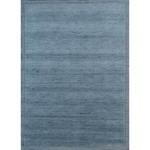 Alfombra de Lana Tejida a Mano Clásica Azul Basis para el Hogar, Alfombra Rectangular Grande de 9x12 para Entrada, Pasillo, Sala de Estar, Color Sólido Hwl-1600 - Product Image 1