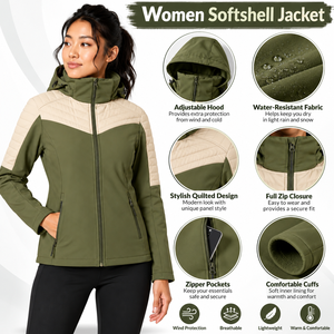 <b>Lightweight</b> <b>Women</b> Softshell <b>Jacket</b> Featuring Practical Pockets Modern Styling And Comfortable Movement <b>For</b> Outdoor & Casual Use - Product Image 6