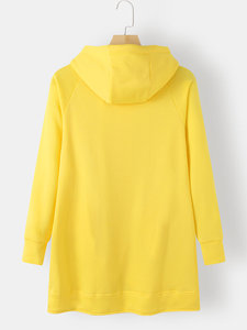 Haute qualité longue longueur couleur unie poche zippée décontracté confortable élégant sweats à capuche pour femmes - Product Image 2