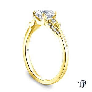 แหวนหมั้นแบบกึ่งสำเร็จรูป ประดับใบไม้ดีไซน์ธรรมชาติ ทอง 14K ผลิตโดยผู้ผลิตขายส่งและขายปลีกแบบ OEM - Product Image 4