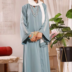 Robe Abaya Musulmane de Haute Qualité Tissu Personnalisé Manches Longues Décontractées Coupe Ample Grande Taille Vêtement Quotidien pour Femmes - Product Image 1