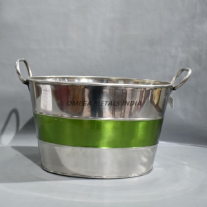 Enfriador de Vino y Tinas de Hielo de Acero Inoxidable Galvanizado, Multiusos, con Fondo Verde para Cerveza, Champaña y Alimentos - Product Image 1
