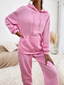 Conjunto Deportivo de Felpa de Algodón para Mujer, Sudadera con Capucha y Pantalones Deportivos, Elegante y Cómodo - Product Image 6