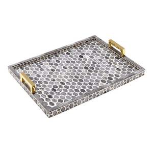 Venta caliente bandeja de incrustaciones de metal personalizada con mango elegante candelabros elegantes linternas tarros para servir elegante - Product Image 5