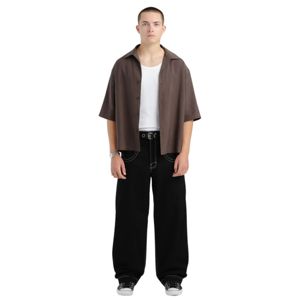 กางเกงยีนส์ขาบาน20นิ้วของผู้ชายต่ำลงเด็คผ้าฝ้ายแบบโบราณทนทานล้างได้ชุดการ์ดที่ไม่ซ้ำกันออกแบบคุณสมบัติปุ่มที่กำหนดเอง - Product Image 1