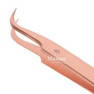 แหนบต่อขนตาแบบมืออาชีพ สีโรสโกลด์ ปลายโค้ง วัสดุสแตนเลส - Product Image 2