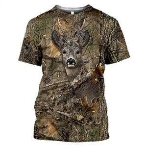 T-shirts pour hommes en polyester respirant à coupe ample, imprimés numériquement avec motif camouflage, vente en gros - Product Image 6