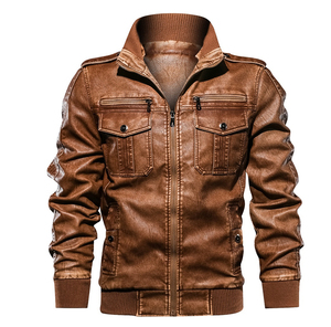 2024 New Men Winter Custom Motorbike Style <b>Genuine</b> <b>Leather</b> <b>Jacket</b> Custom Design Front Zipper Waterproof Eco-Friendly - Product Image 3