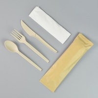 Ensemble de couverts jetables WEIMEI 100% compostables et écologiques en fibres végétales PLA, fourchettes, cuillères et couteaux biodégradables sans BPA