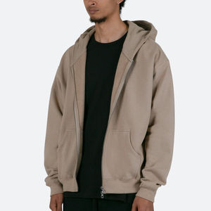 Sweats à capuche zippés pour hommes personnalisés, 100% coton, col à capuche, coupe ample, style baggy, streetwear, service OEM - Product Image 5