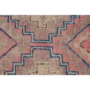 Turkish Traditional Eco Friendly <b>Runner</b> Rug 2.7x13.6 ft <b>Red</b> Blue Patchwork Wool with Latex Backing - Product Image 5