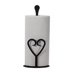 Crafts Village TH-7555 Durable Handmade Modern Heart Design Iron Metal <b>Black</b> <b>Towel</b> Paper <b>Holder</b> for Home Kitchen Tabletop - Product Image 1