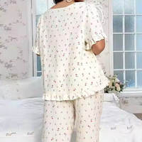 Mode personnalisée vêtements de détente pour dames vêtements de nuit amples de luxe chemise de nuit romantique à manches longues ensemble de pyjamas pour femmes