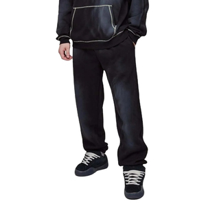 Conjunto Deportivo Personalizado de Estilo Urbano, Lavado Ácido, Talla Grande, Sudadera con Capucha y Pantalones Deportivos para Hombre, Modelo 2025 - Product Image 4