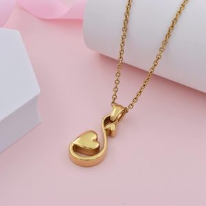 สร้อยคอรูปหงส์สีทองแบบอินฟินิตี้รูปหัวใจใส่เถ้ากระดูกของผู้ชายที่เก็บขี้เถ้าโลหะปรับขนาดได้ - Product Image 2