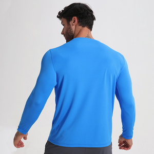 Athlétique séchage rapide respirant confortable coton Polyester course Sport chemises à manches longues Slim Fit Gym t-shirts pour hommes - Product Image 6