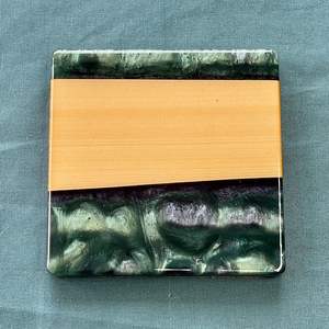 Résine époxy océan vert avec sous-verres en bois d'acacia napperons personnalisés de haute qualité bois d'acacia et résine époxy sous-verre à thé - Product Image 1