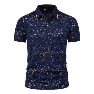 Wholesale Custom <b>Men's</b> for Shirts Dark Blue & <b>Black</b> Plus Size Printed Solid Spandex/Polyester - Product Image 1