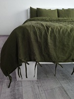 Parure de lit 3 pièces en coton lavé vert mousse de haute qualité avec boutons, 300 fils, style américain, toutes saisons, personnalisable, taille Twin