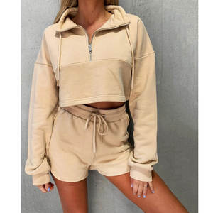 ชุดวอร์มยาวถึงเข่าแบบลำลองของผู้หญิงชุดเสื้อผ้าครอปสองชิ้นสำหรับฤดูใบไม้ร่วงฤดูหนาวชุดเสื้อผ้าแนวสตรีทสวมใส่สบายๆใส่ได้พอดีตัว - Product Image 4