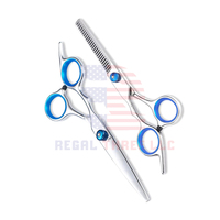 Kit Profesional de 3 Piezas de Tijeras de Peluquería Canina y Felina, Portátiles, de Acero Inoxidable, Multifuncionales, con Tijeras de Entresacar, Peine y Estuche