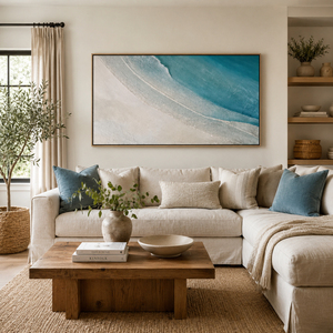 Coastal Serenity Textured Oil Painting Wall Art 3D Handmade <b>Canvas</b> Hanging Decor House Hotel Decoration Interior Large Artwork - Product Image 2