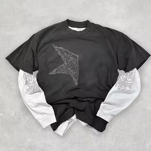 เสื้อยืดแขนยาวของผู้ชายผ้าฝ้ายซักกรดสองชั้น240กรัมลายทึบพิมพ์พลอยเทียมโลโก้ออกแบบได้ตามต้องการ - Product Image 6