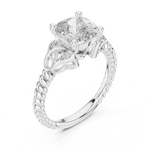 Bague de fiançailles en or jaune 14 carats avec diamant coussin pour femme |   Nouveau diamant cultivé - Product Image 6