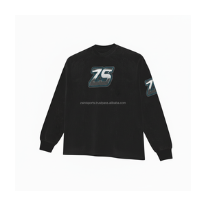 Premium 320 GSM algodón polar sudadera logotipo personalizado bordado negro manga larga tela suave Streetwear estilo básico sudadera - Product Image 3