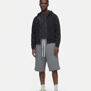 Ensemble de survêtement 2 pièces pour homme, sweat-shirt à capuche zippé, short gris, 100% coton, vêtements de sport décontractés, tenue de printemps, tenue de course d'automne - Product Image 4