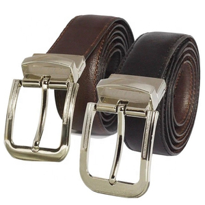 เข็มขัดหนังแท้สำหรับผู้ชายเข็มขัดหนัง100% หัวเข็มขัดอัลลอยแบบลำลองปรับได้ - Product Image 1