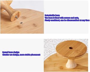 Supports à gâteaux de 10 pouces Support à cupcakes en bois Support à dessert rond Plaque d'affichage à dessert pour gâteau Plateau de service pour les fêtes d'anniversaire - Product Image 5