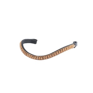 Ashmira Equestrian Rosegold - Diadema de Cuero Negro Suave con 3 Hileras de Cristales en Forma de Ola para Caballo, Accesorio de Brida Inglesa de Alta Calidad - Product Image 1