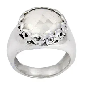 "Boho Romantic Rhodium-Plated Natural Stone Marquise Bezel-<b>Set</b> Statement <b>Ring</b> <b>for</b> <b>Women</b>" - Product Image 2