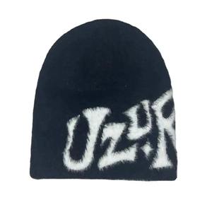 หมวกบีนนี่ทำจากผ้าขนแกะลายโลโก้แบบกำหนดเองหมวกแฟชั่นขายดีหมวกบีนนี่โมแฮร์ดูทันสมัย - Product Image 2