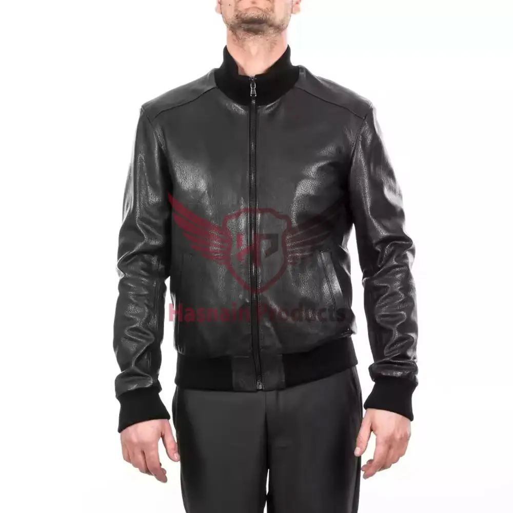 Мужская черная кожаная куртка-бомбер премиум качества, стильная зимняя верхняя одежда из настоящей овчины по доступной цене