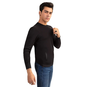 Sweat-shirt en molleton de coton biologique épais anti-boulochage avec logo personnalisé, col rond, 100 % haute qualité, motif uni, hiver, effet gonflé - Product Image 3