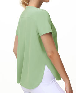 Nueva Llegada, Camiseta de Spandex y Poliéster para Mujer, Elástica, de Color Sólido, Estilo Casual Urbano, Servicios OEM Disponibles, Venta al Por Mayor - Product Image 5