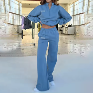 ชุดกีฬา2ชิ้นเสื้อแขนยาวและกางเกงขายาวสำหรับผู้หญิงชุดกีฬาลำลองโลโก้ตามสั่ง - Product Image 5