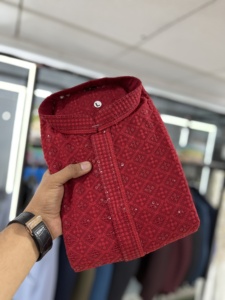 <b>Men's</b> Heavy Rayon Kurt with Lakhnawi and Sequence Work for Online Sale - Product Image 2